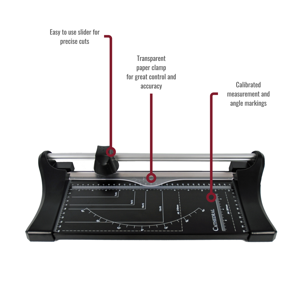 A4 Black Rotary Paper Trimmer with Metal Base