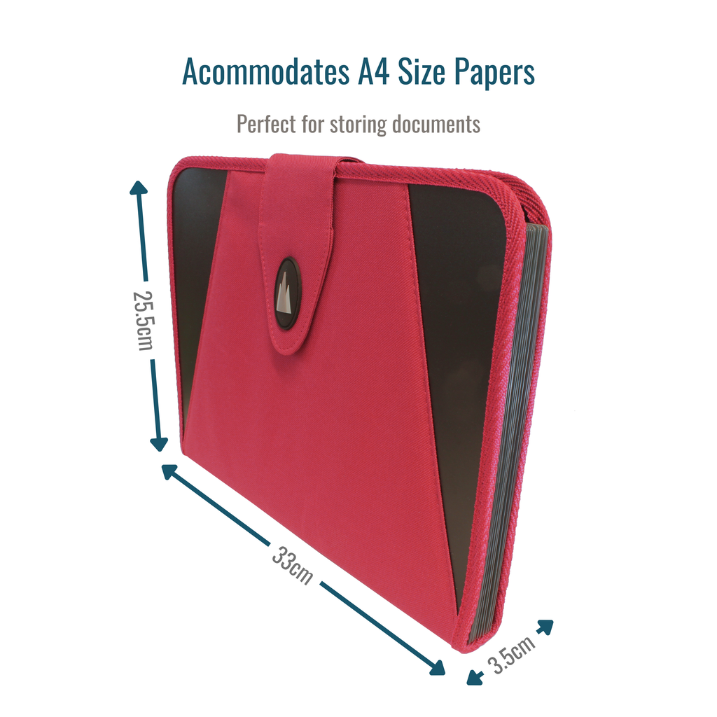 13 Pocket Fabric Expanding File - Red