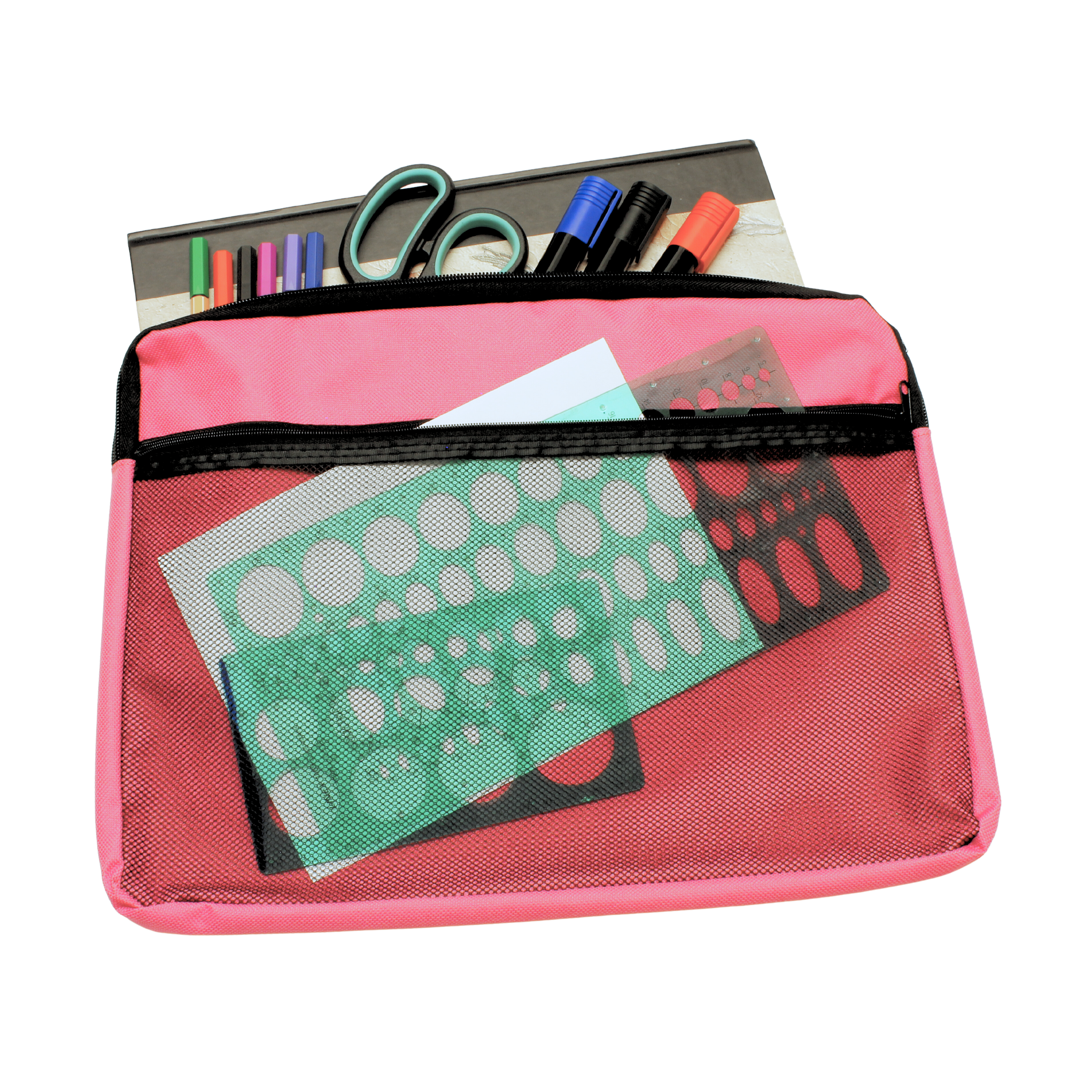 A4 Canvas Document Bag with Zip and Outer Mesh Pocket