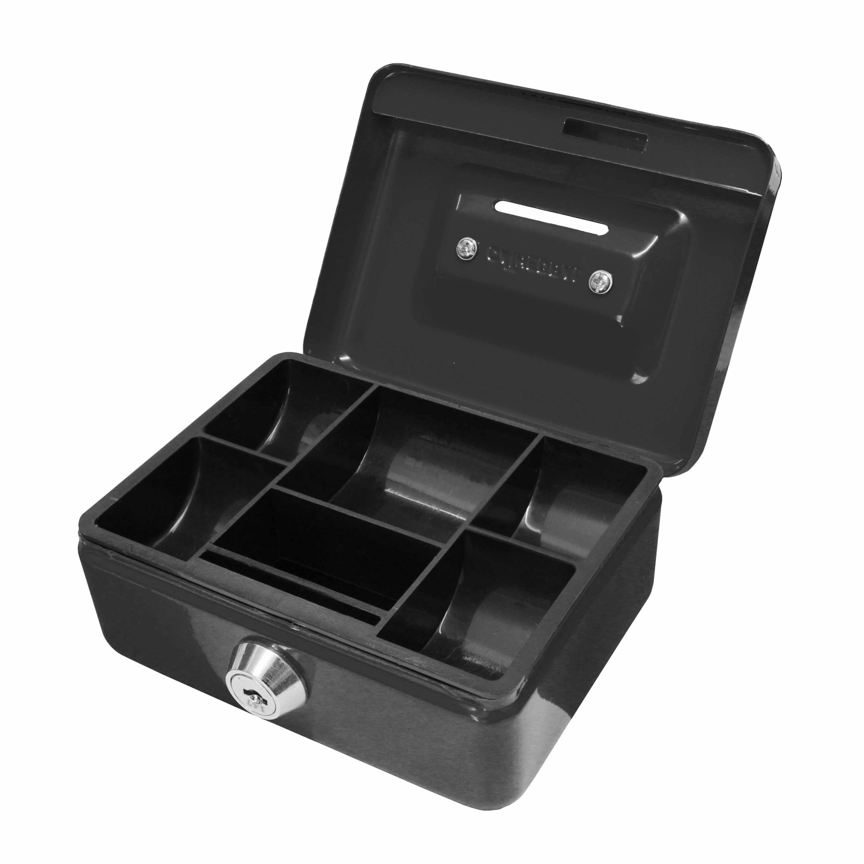 Key Lockable Cash Box with Lift Out  Compartment Coin Tray - 4-12 Inch
