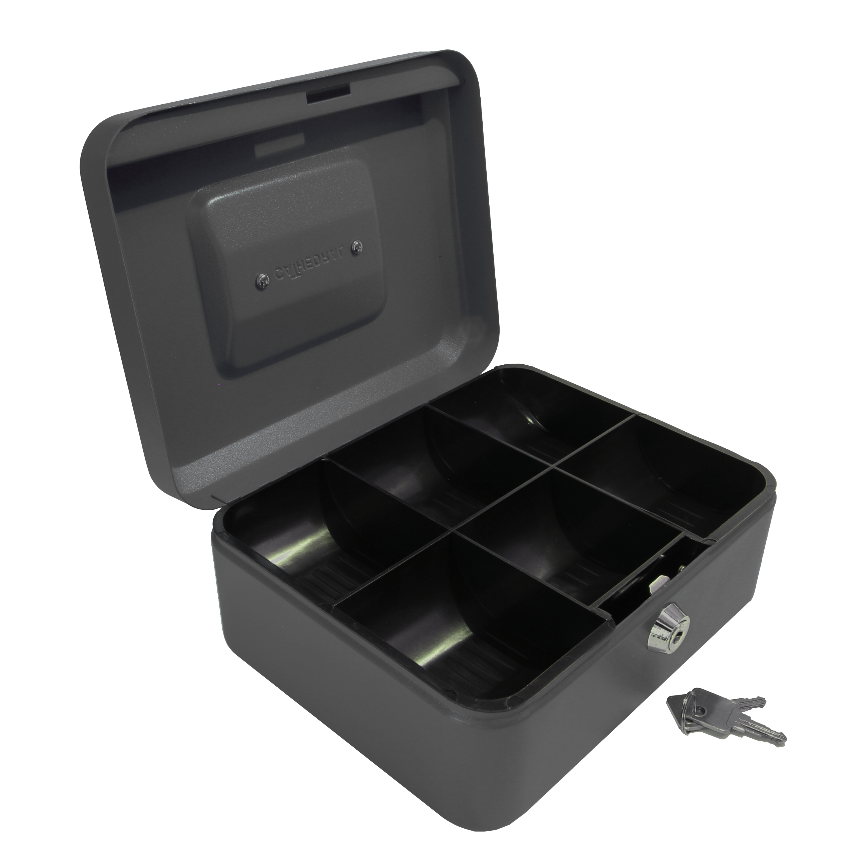 Key Lockable Cash Box with Lift Out  Compartment Coin Tray - 4-12 Inch