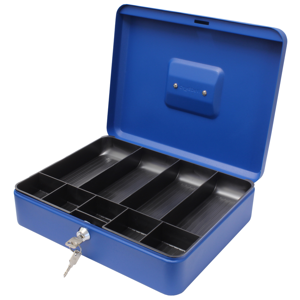 Key Lockable Cash Box with Lift Out  Compartment Coin Tray - 4-12 Inch