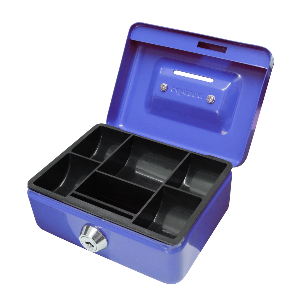 Key Lockable Cash Box with Lift Out  Compartment Coin Tray - 4-12 Inch