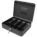 Key Lockable Cash Box with Lift Out  Compartment Coin Tray - 4-12 Inch