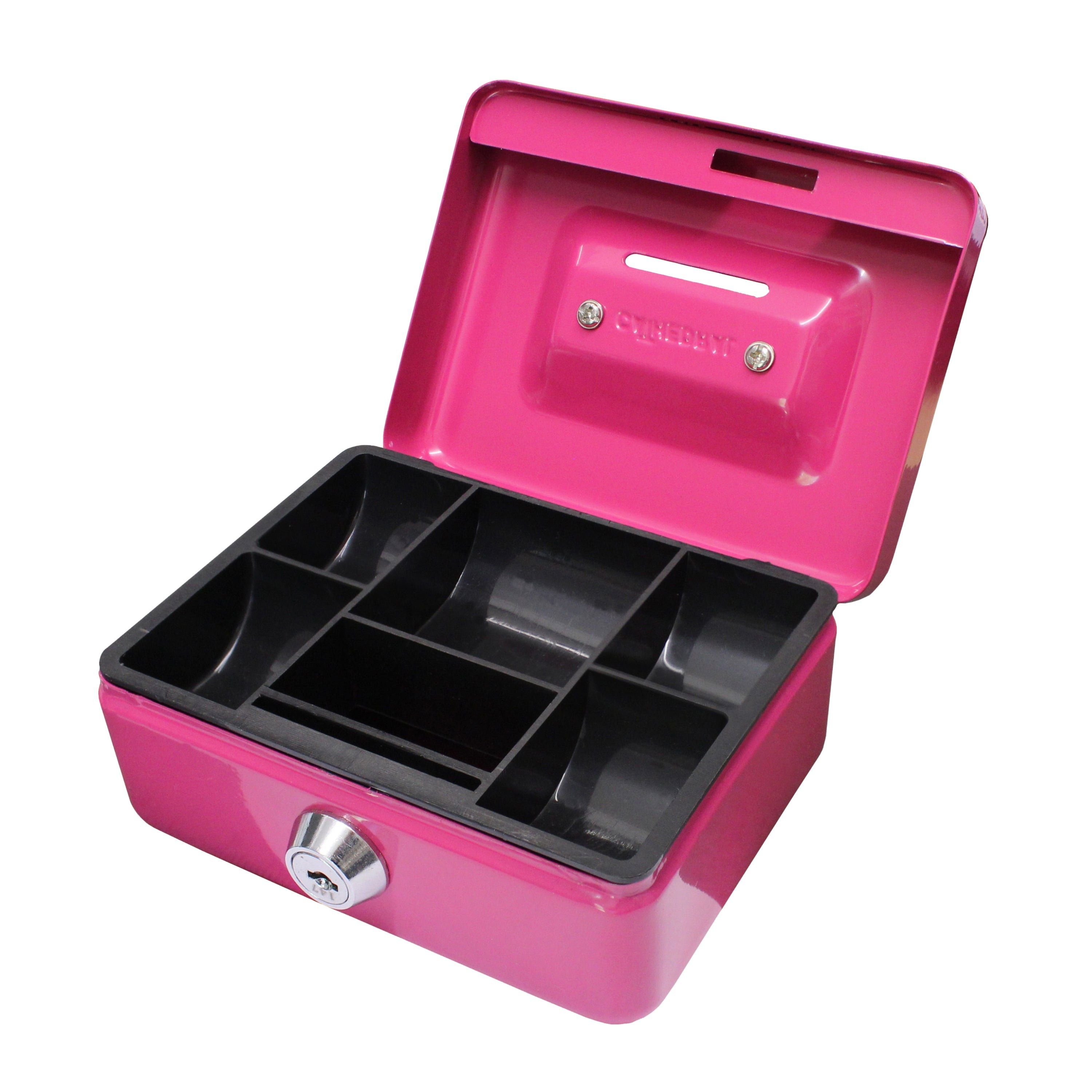Key Lockable Cash Box with Lift Out  Compartment Coin Tray - 4-12 Inch