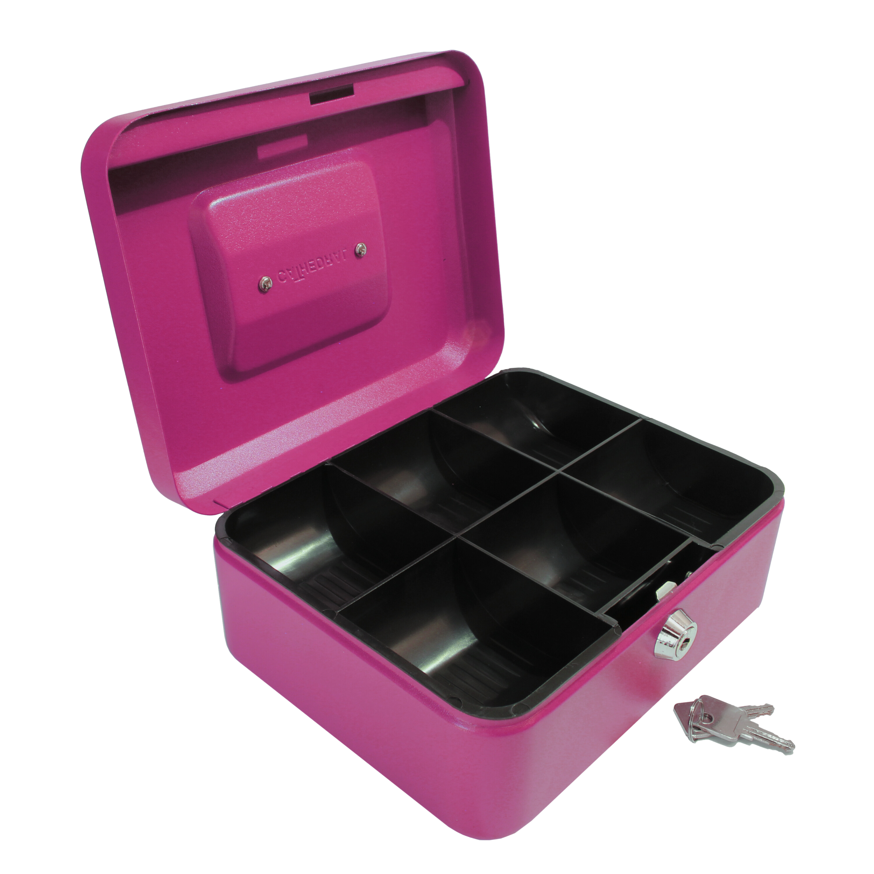 Key Lockable Cash Box with Lift Out  Compartment Coin Tray - 4-12 Inch