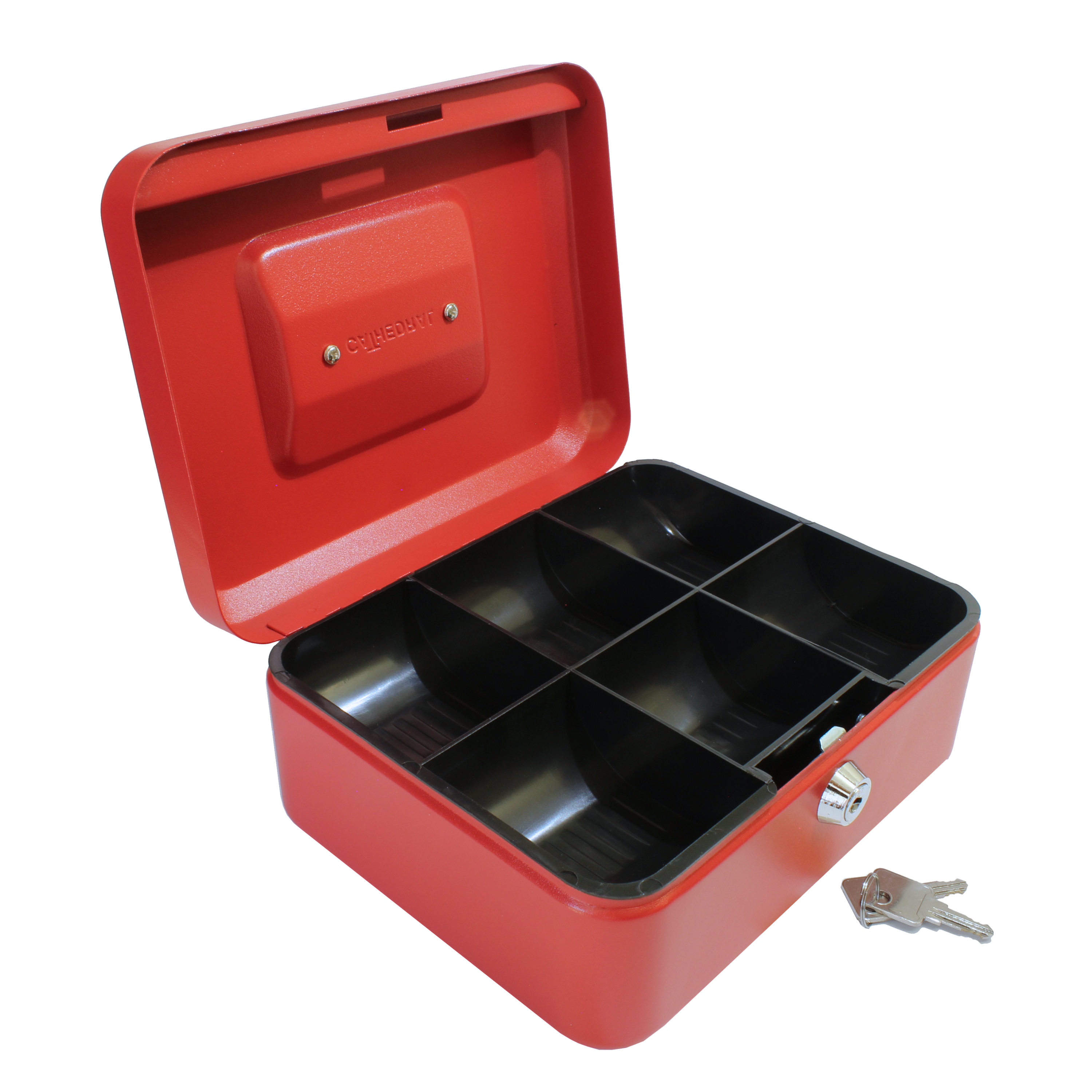 Key Lockable Cash Box with Lift Out  Compartment Coin Tray - 4-12 Inch