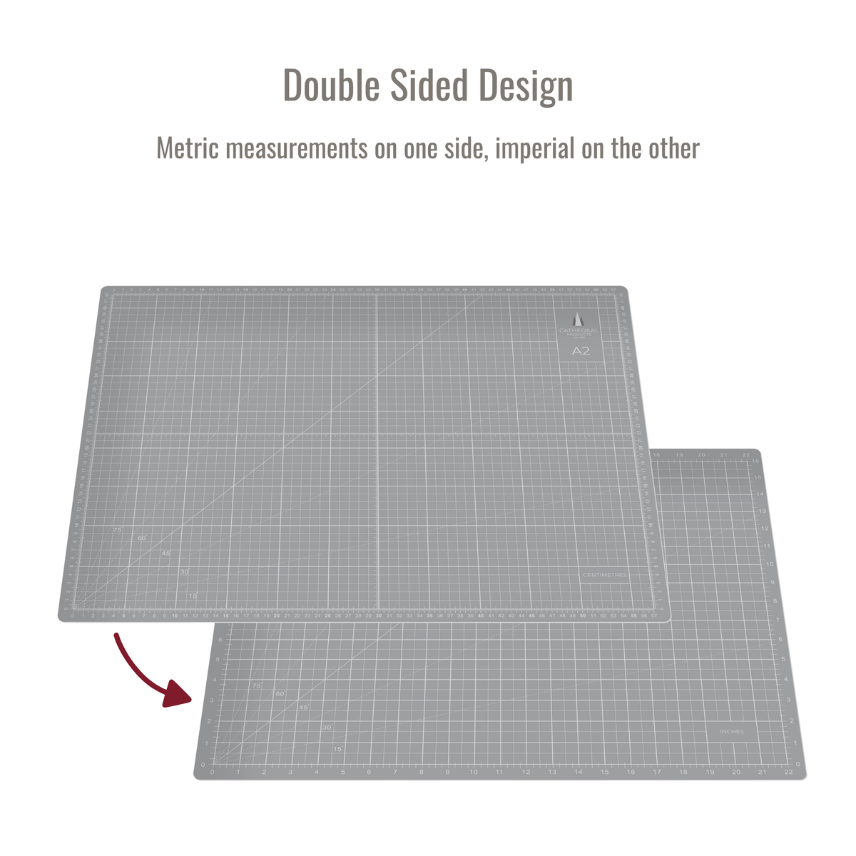 A2 Grey Double-Sided Self-Healing Cutting Mat (600 × 420 mm)