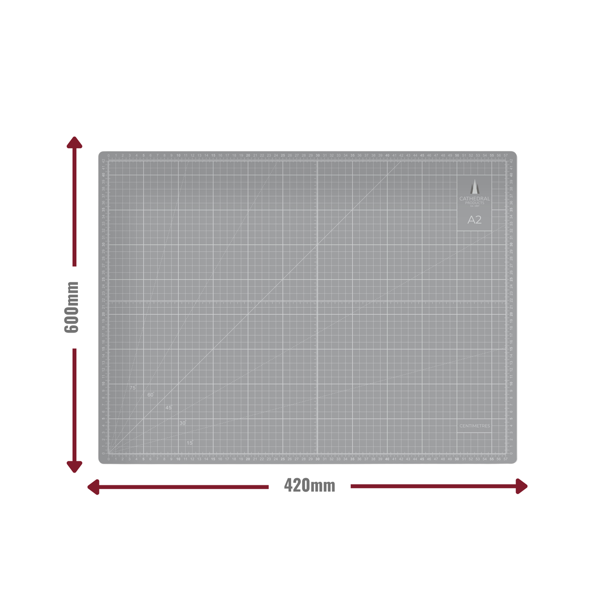 A2 Grey Double-Sided Self-Healing Cutting Mat (600 × 420 mm)
