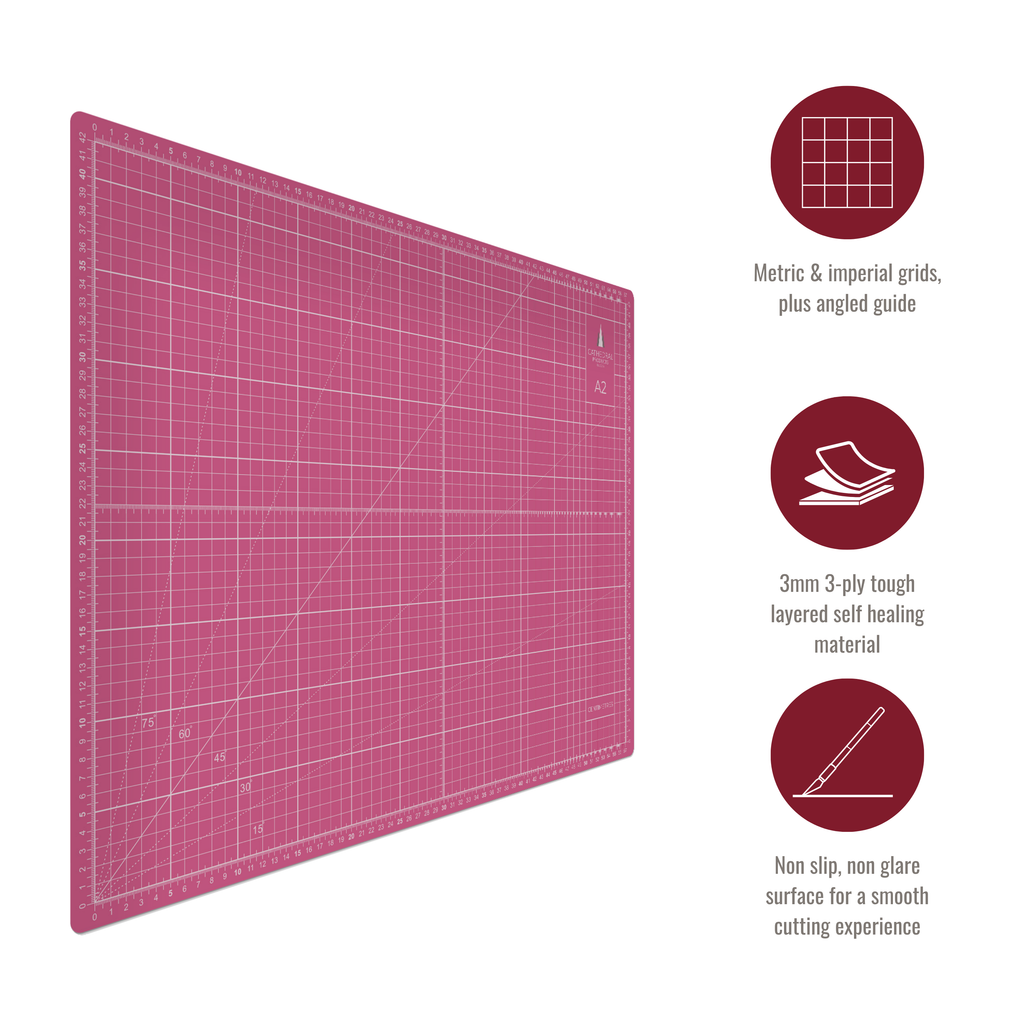 A2 Pink Double-Sided Self-Healing Cutting Mat (600 × 420 mm)