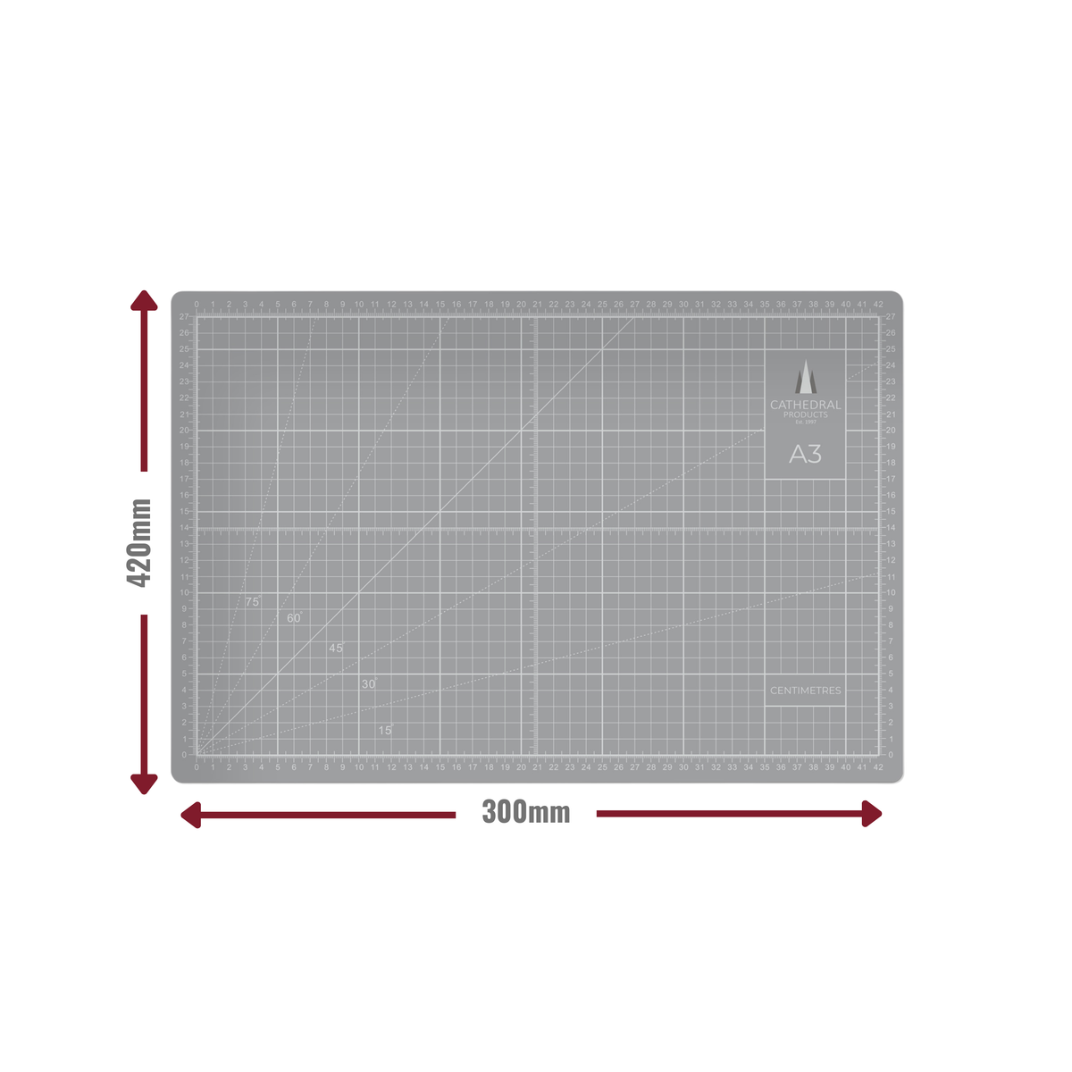 A3 Grey Double-Sided Self-Healing Cutting Mat (420 × 300 mm)