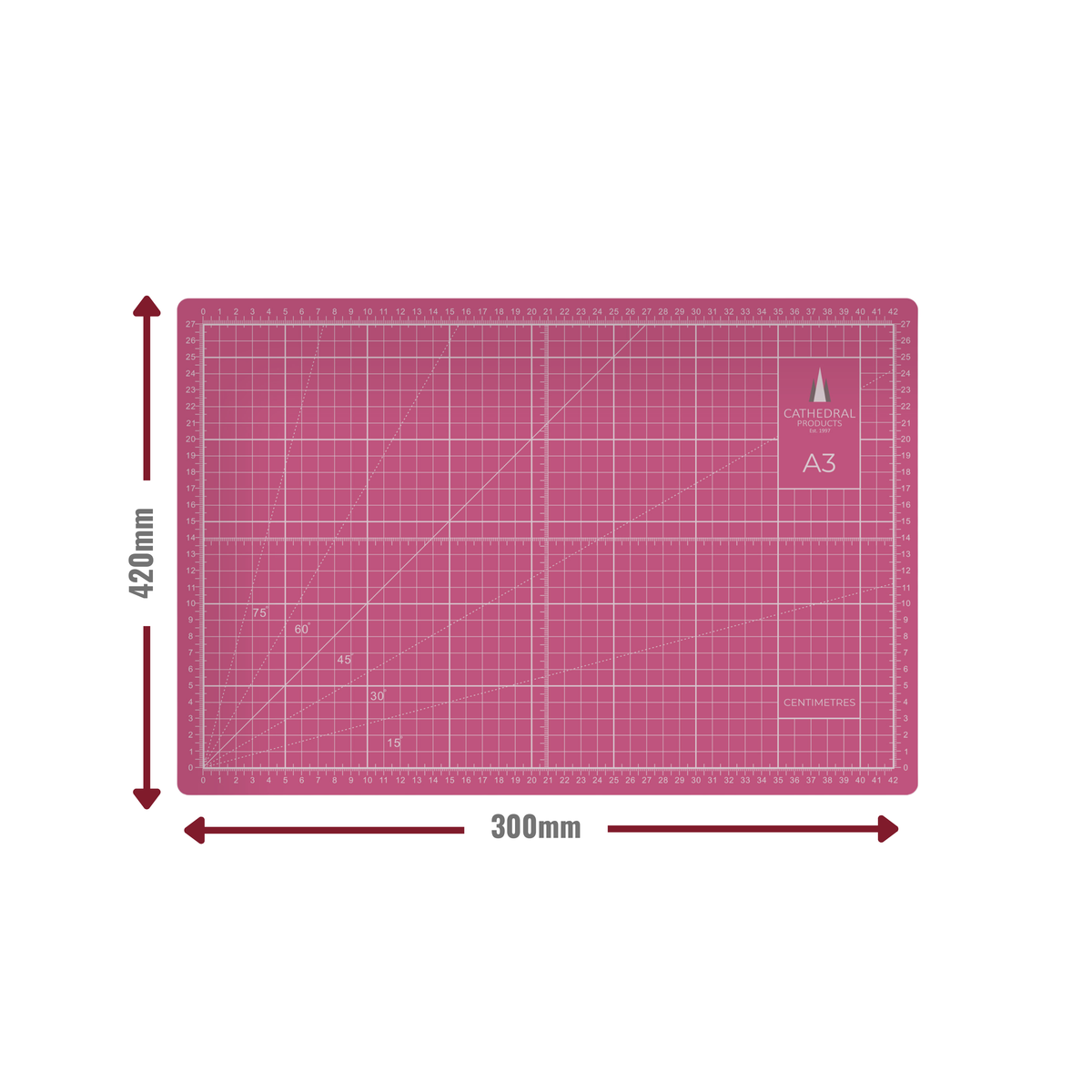 A3 Pink Double-Sided Self-Healing Cutting Mat (420 × 300 mm)