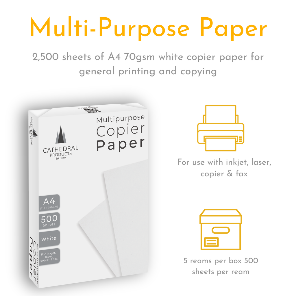 Cathedral Products A4 Copier Paper 70gsm – 5 Reams