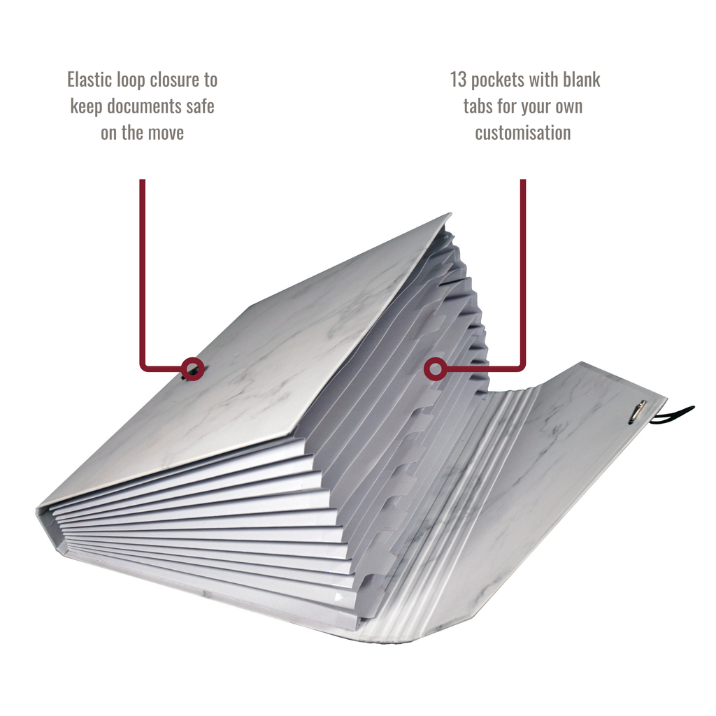 Elegant Marble Design 13-Pocket Expanding File