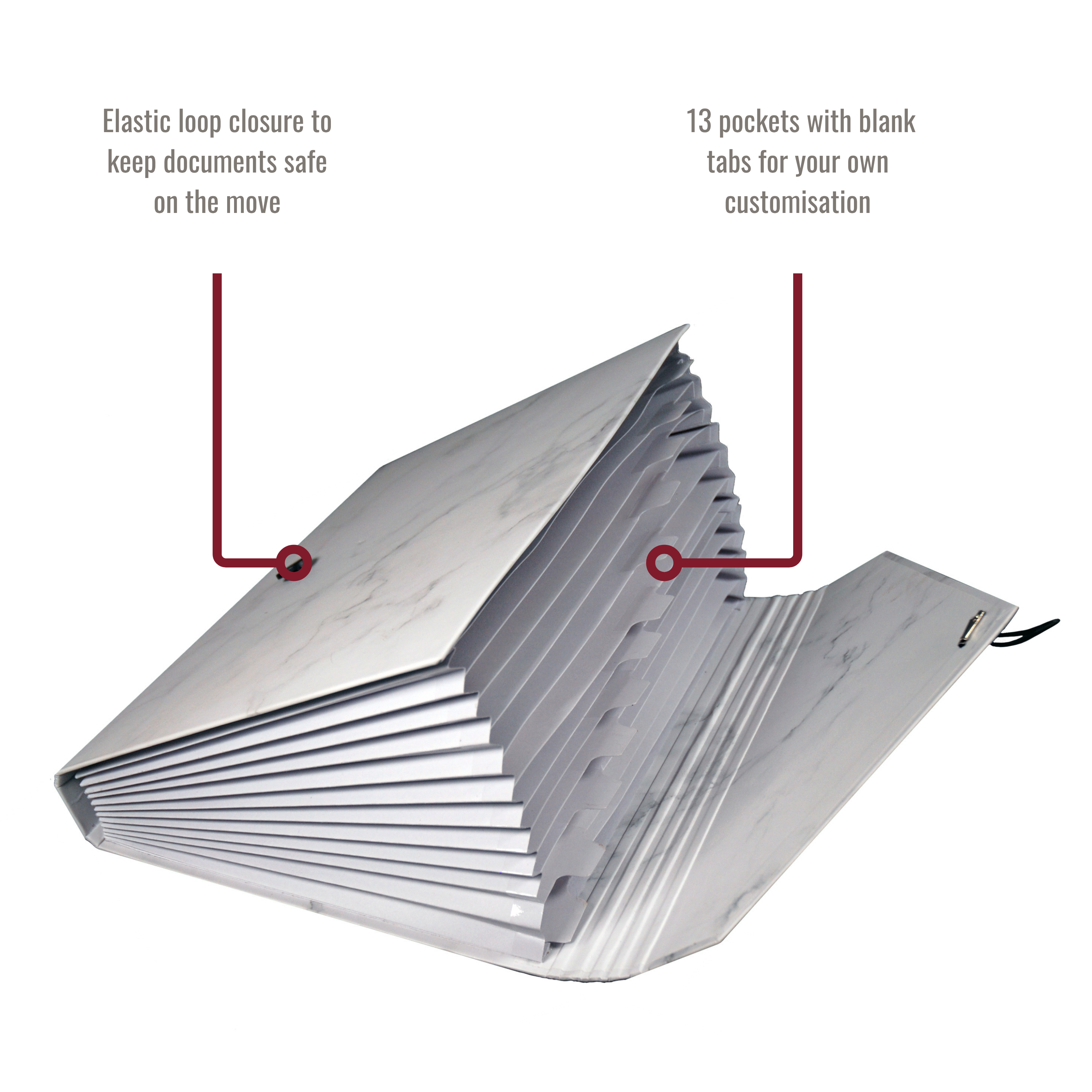 Elegant Marble Design 13-Pocket Expanding File