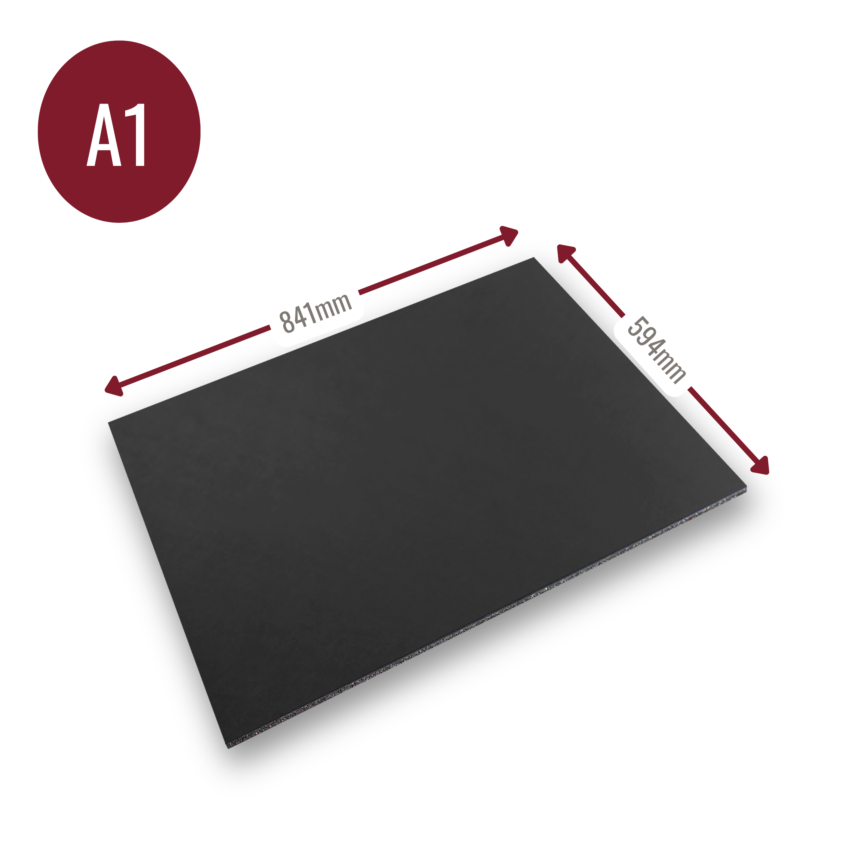 Black 5mm Foamboard - A1 Size (594 x 841mm) - Pack of 10