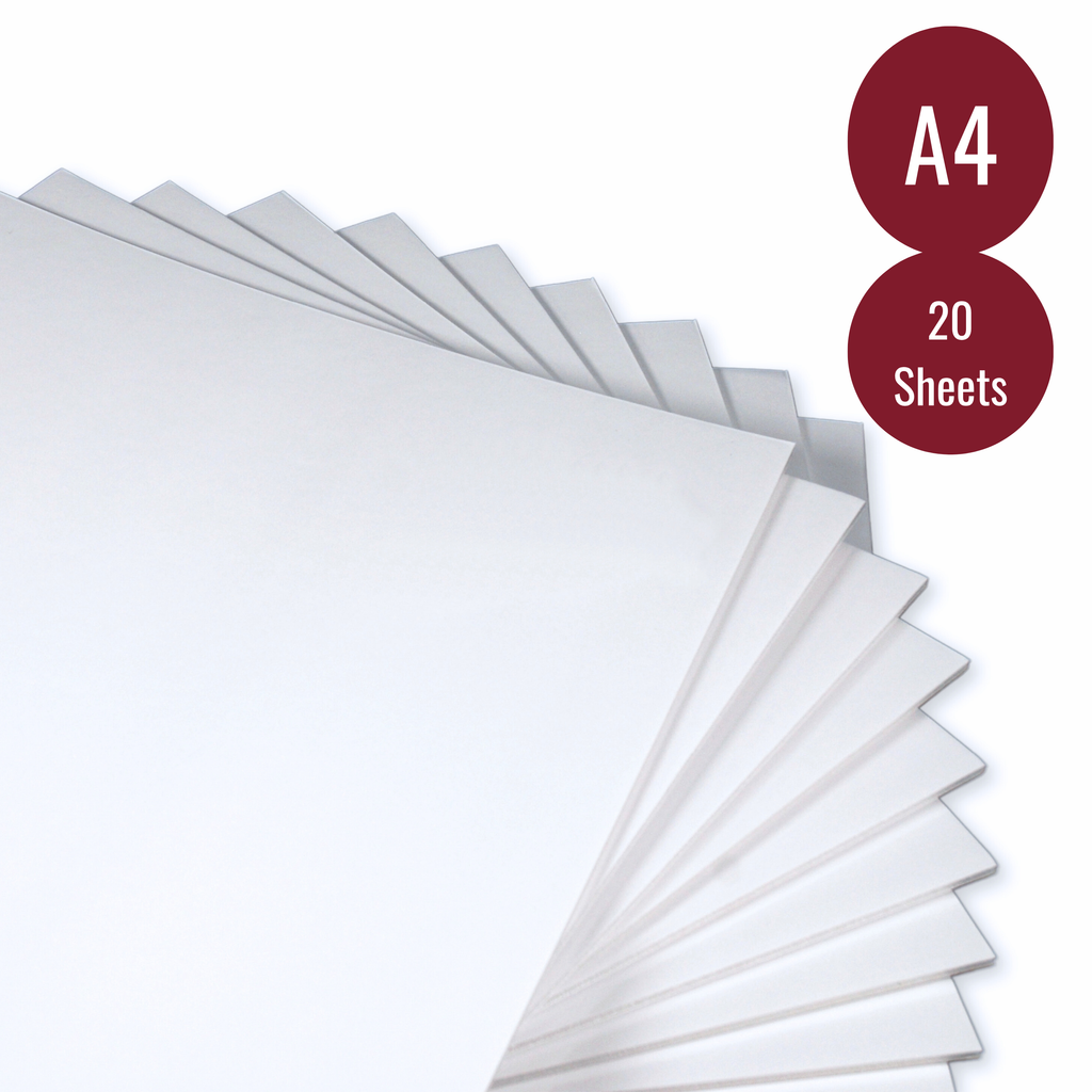 White 5mm Foamboard - A4 Size (210 x 297mm) - Pack of 20