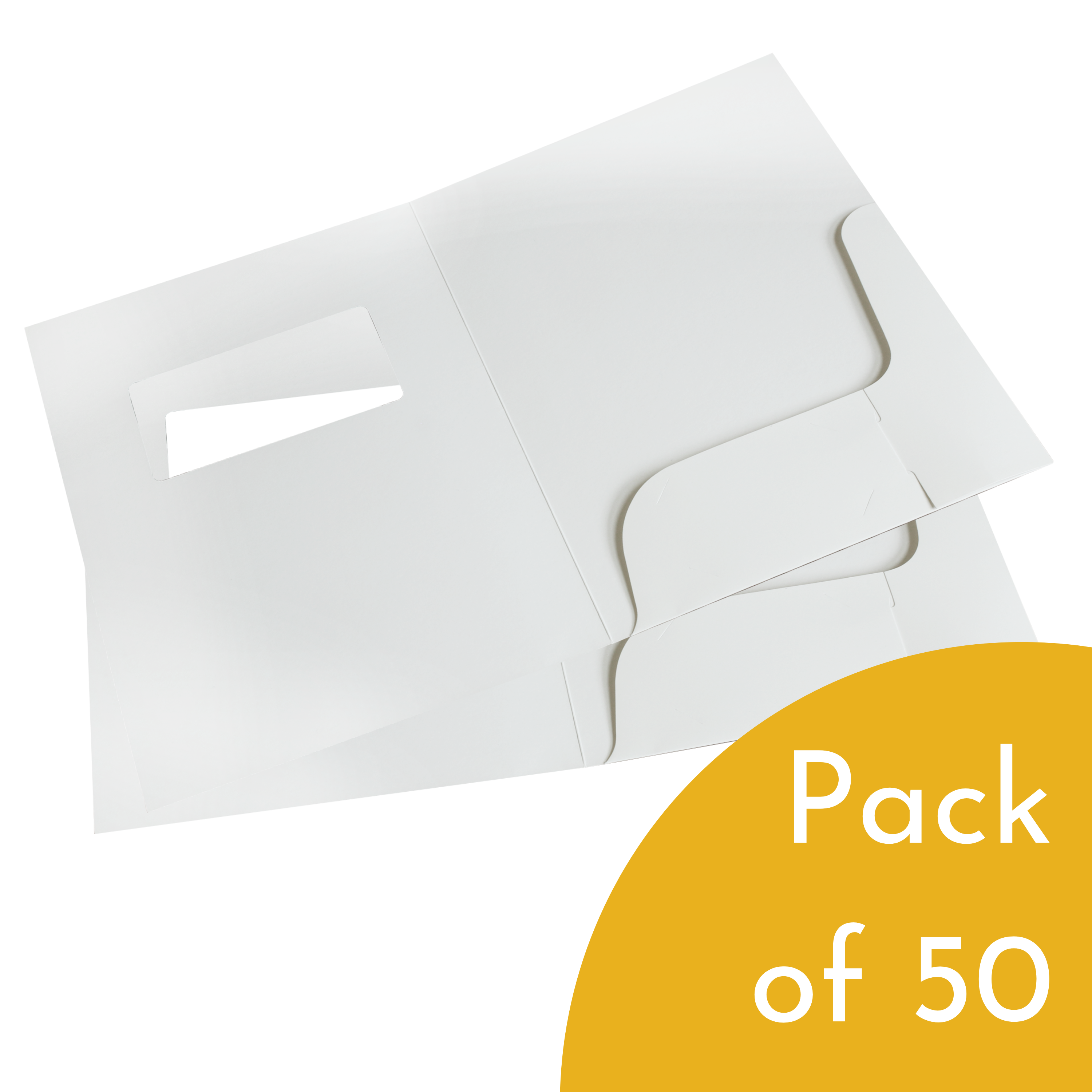White Gloss 250gsm Card Presentation Folders with Business Card Holder & Window - Pack of 50