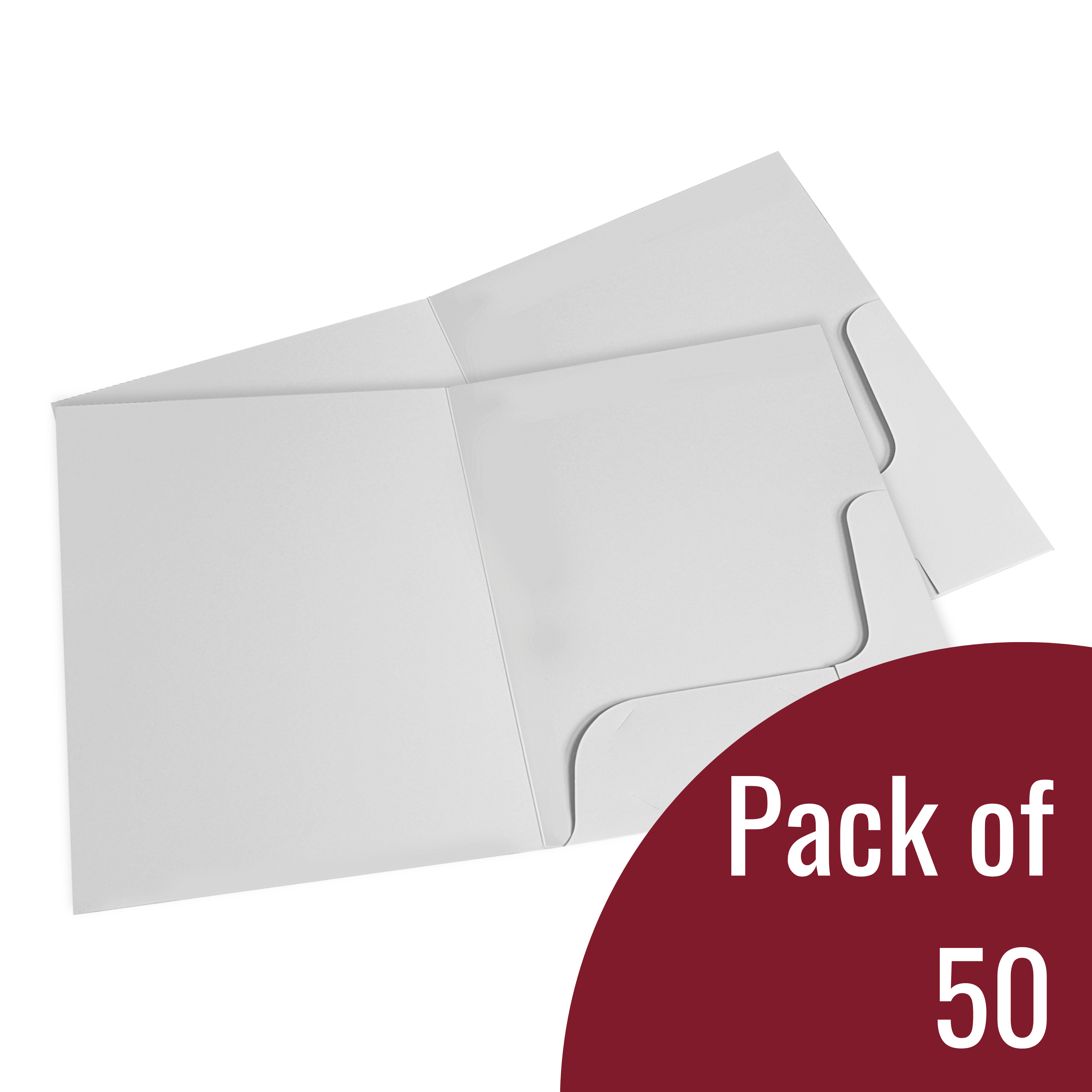 White Gloss 250gsm Card Presentation Folders with Business Card Holder - Pack of 50