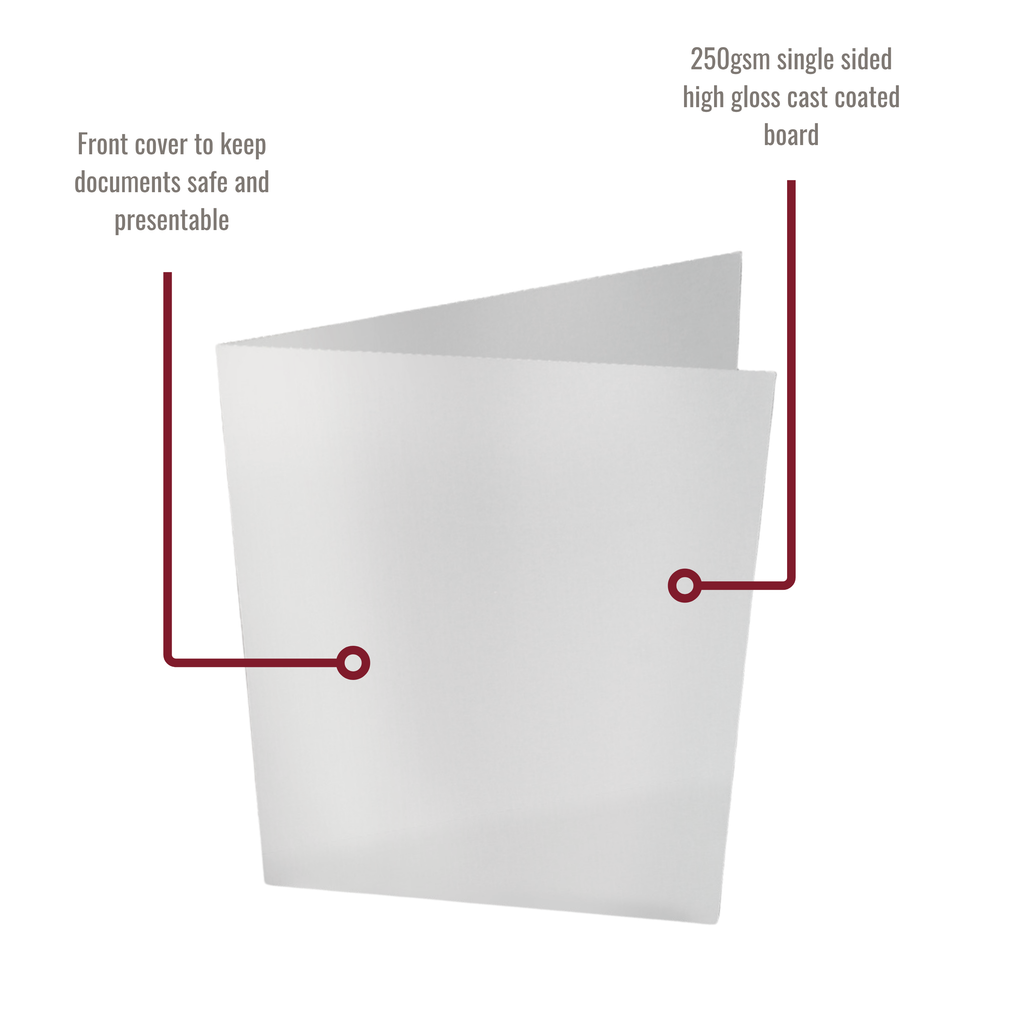 White Gloss 250gsm Card Presentation Folders with Business Card Holder - Pack of 50