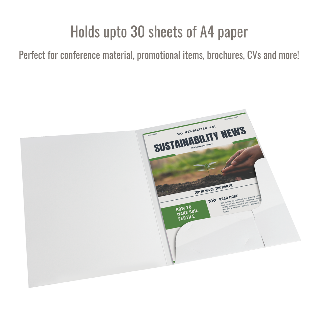 White Gloss 250gsm Card Presentation Folders with Business Card Holder - Pack of 50