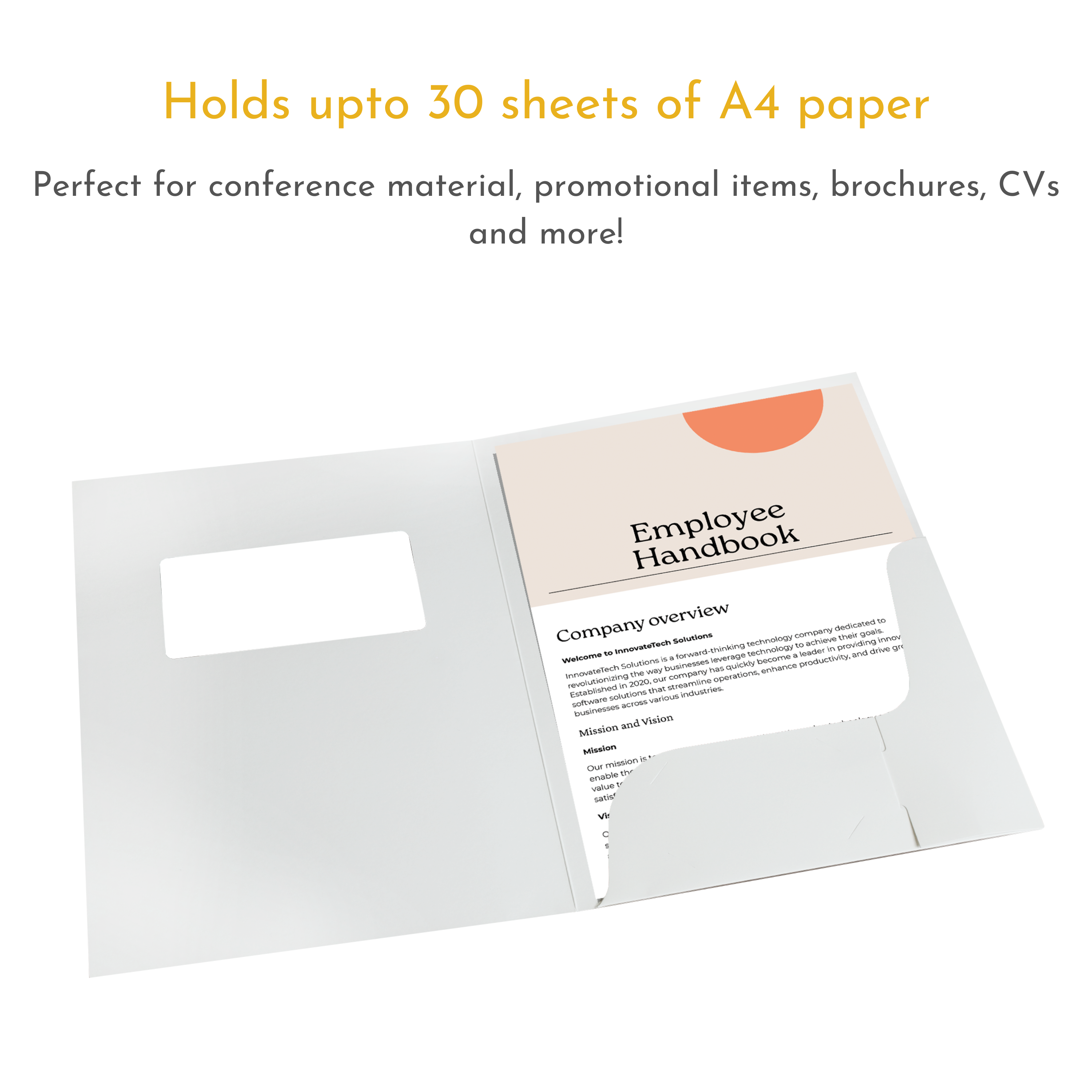 White Gloss 250gsm Card Presentation Folders with Business Card Holder & Window - Pack of 50