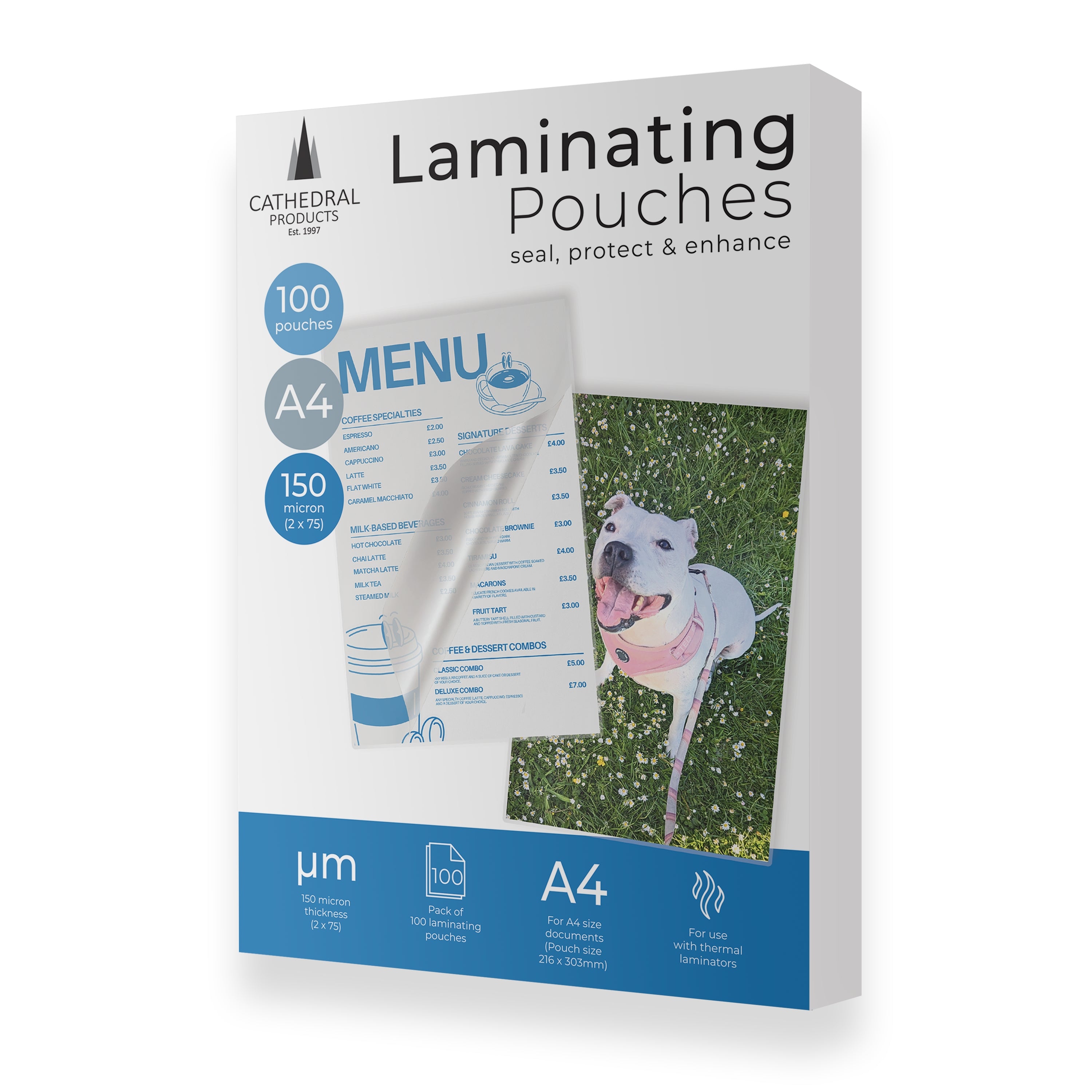 Cathedral Products Gloss Laminating Pouches A3-A5 | 50-250 Micron