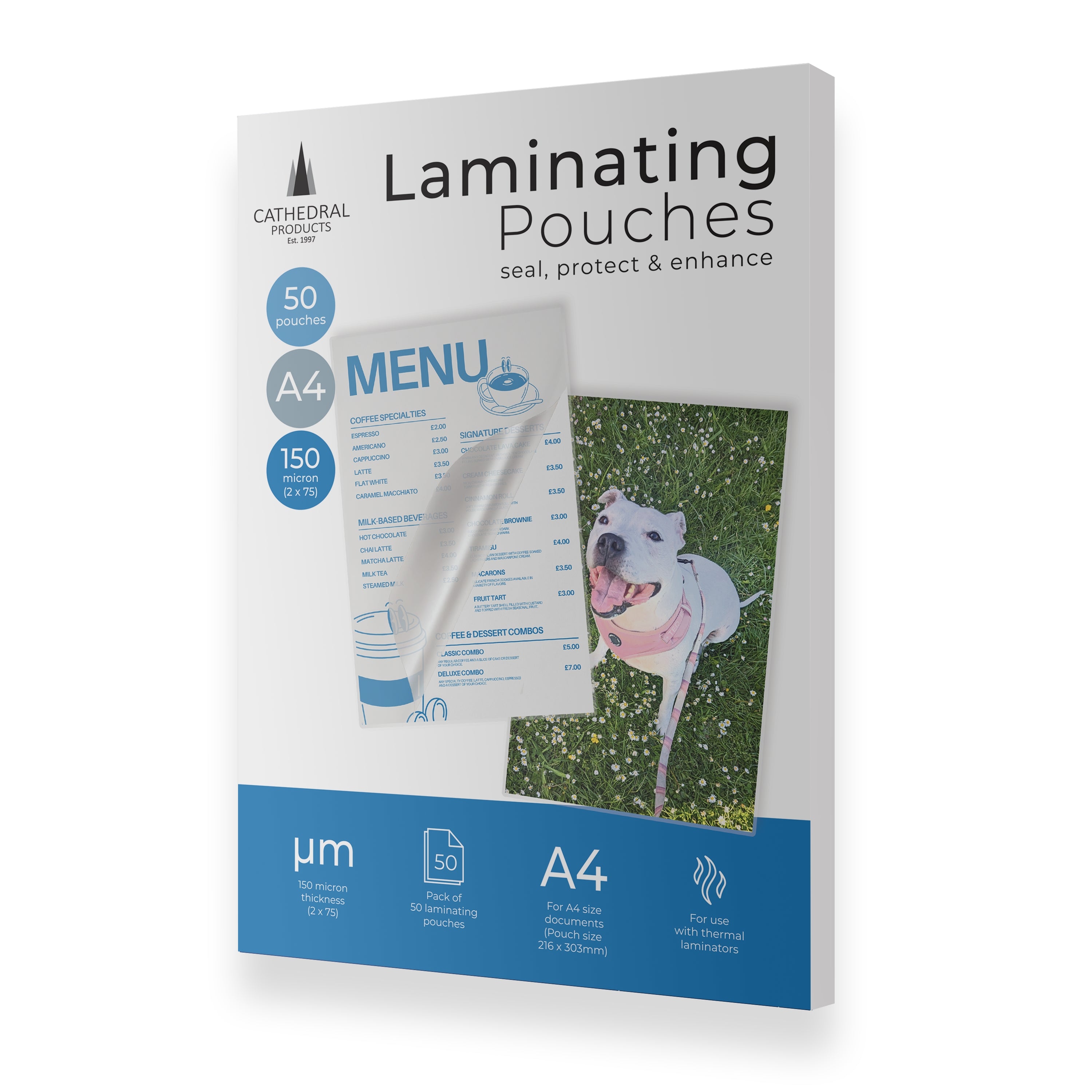 Cathedral Products Gloss Laminating Pouches A3-A5 | 50-250 Micron