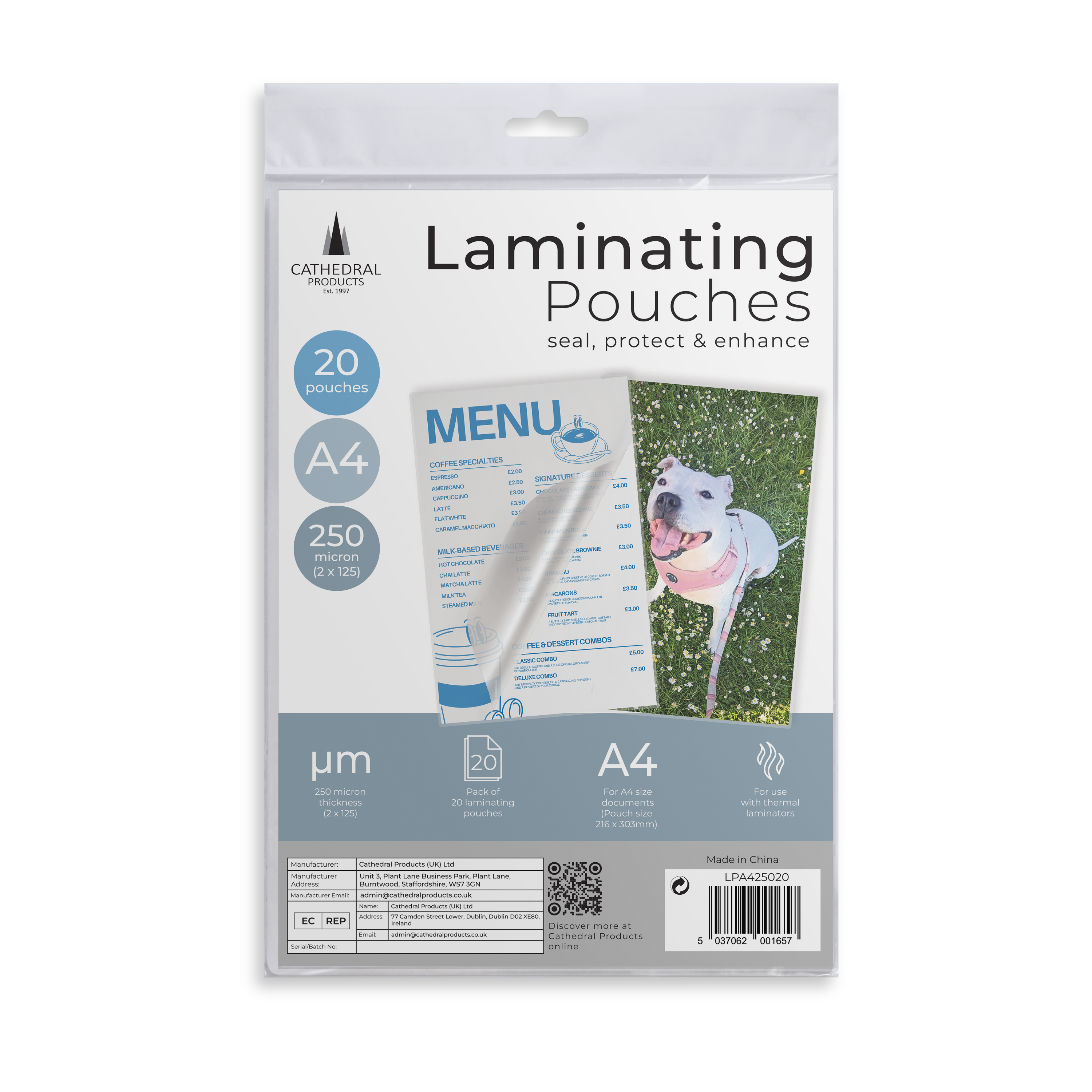 Cathedral Products Gloss Laminating Pouches A3-A5 | 50-250 Micron