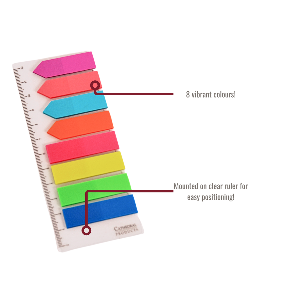 Repositionable Neon Index Tabs with Guide 45mm x 12mm - Packs of 24 or 48