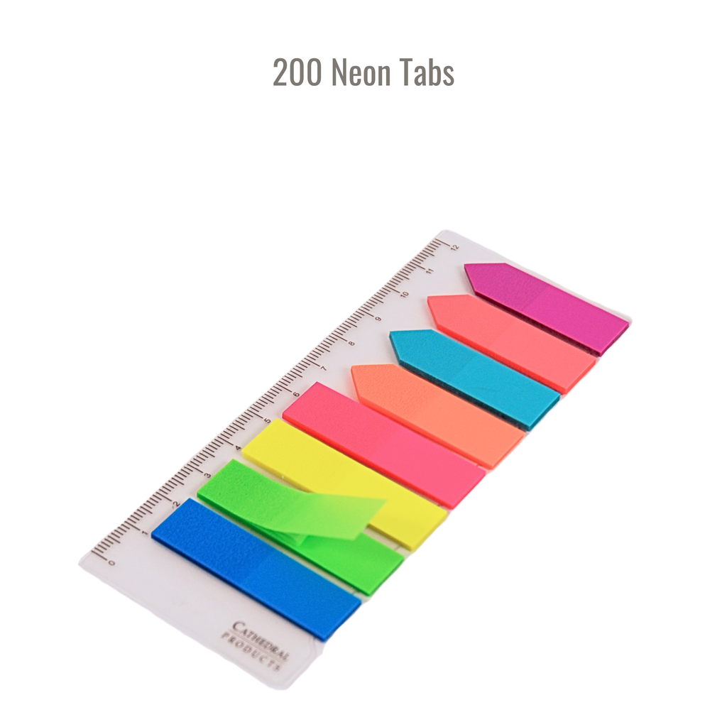 Repositionable Neon Index Tabs with Guide 45mm x 12mm - Packs of 24 or 48