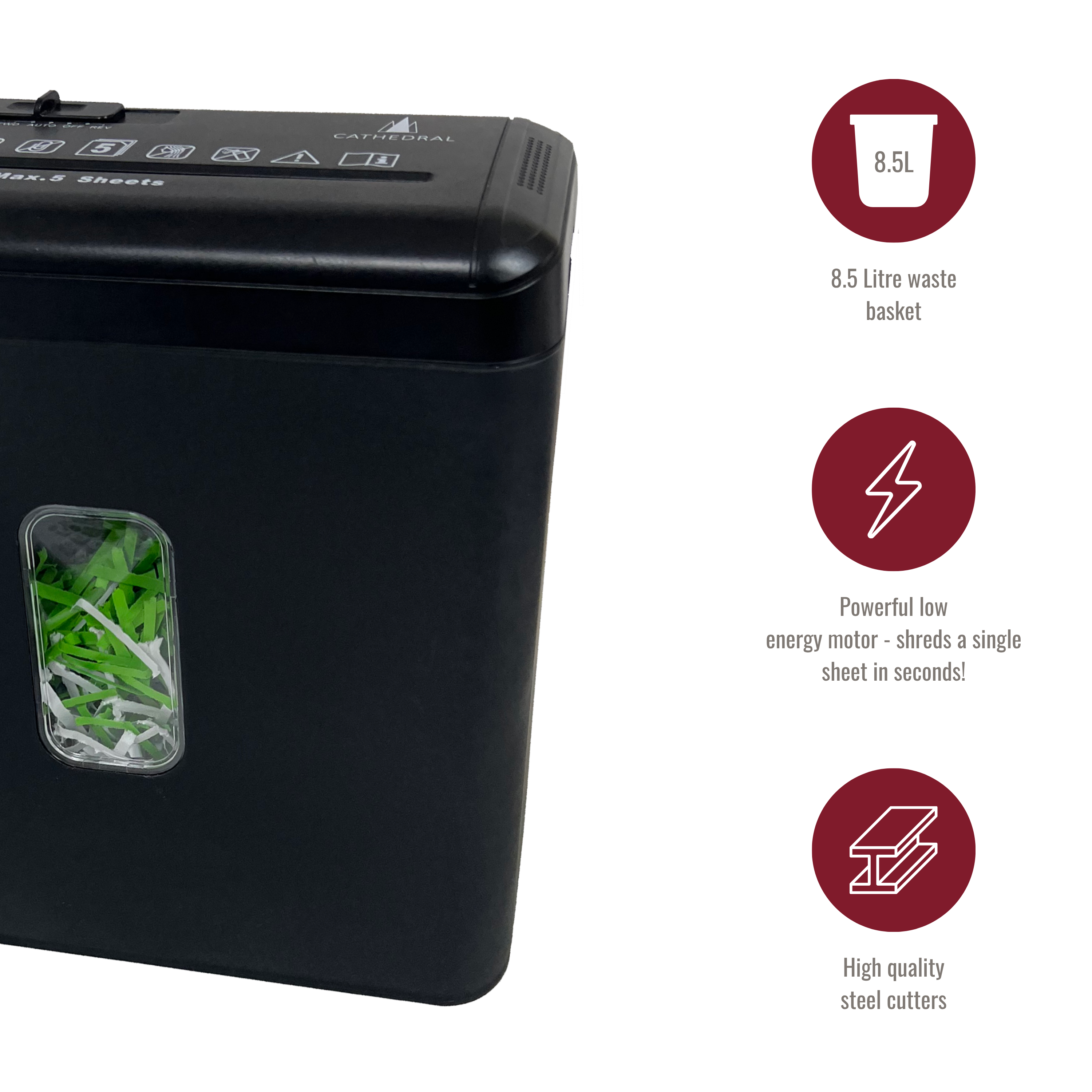 5 Sheet Cross Cut Shredder with 8.5 Litre Bin