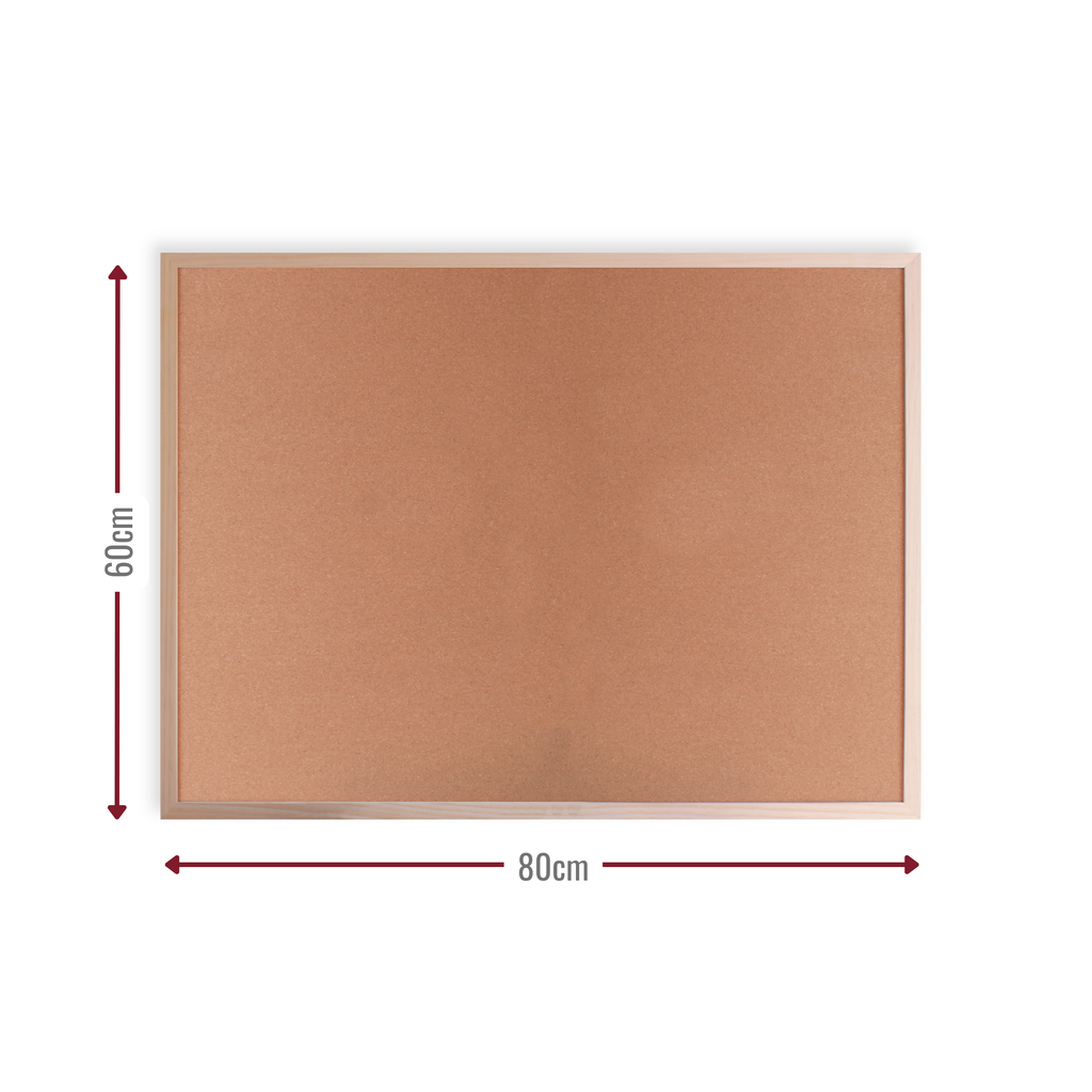60cm x 80cm Cork Notice Board with Wooden Frame