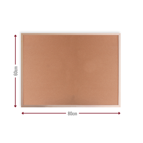 60cm x 80cm Cork Notice Board with Wooden Frame