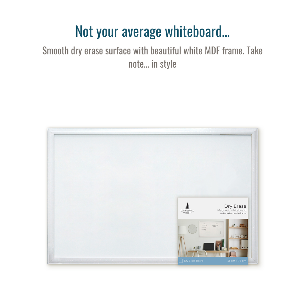 Contemporary White MDF Frame Magnetic Dry Erase Board - 51 x 76 cm