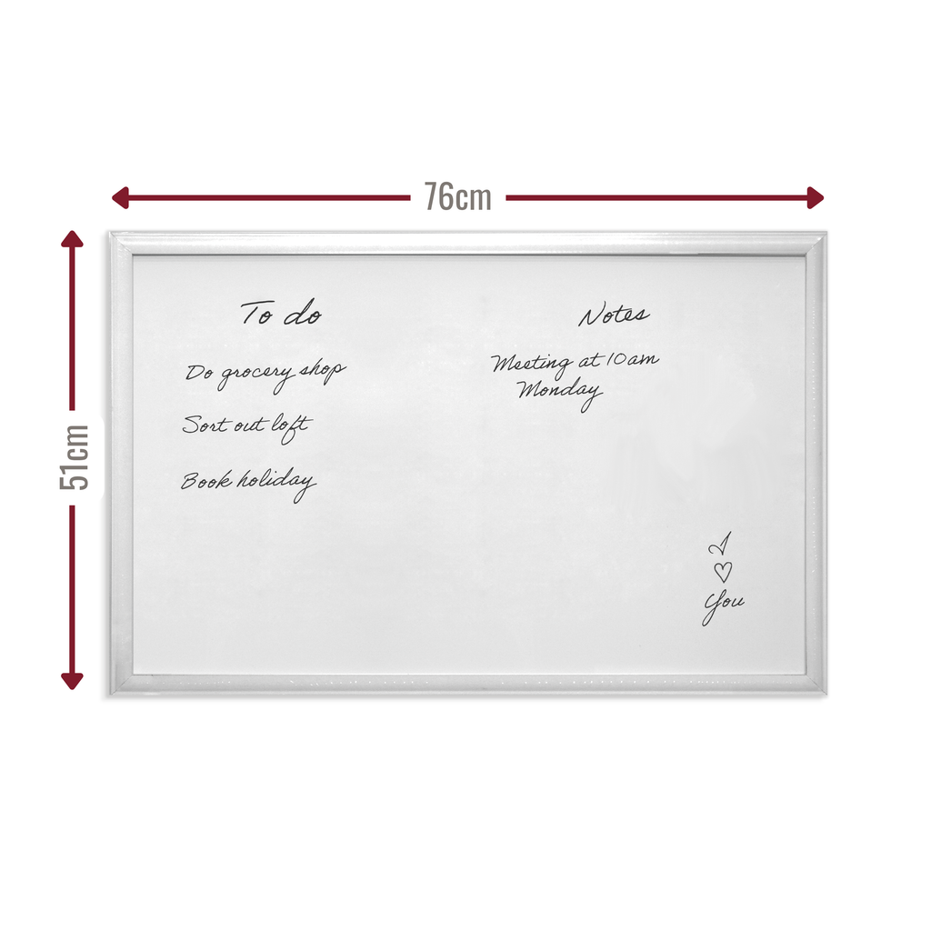 Contemporary White MDF Frame Magnetic Dry Erase Board - 51 x 76 cm