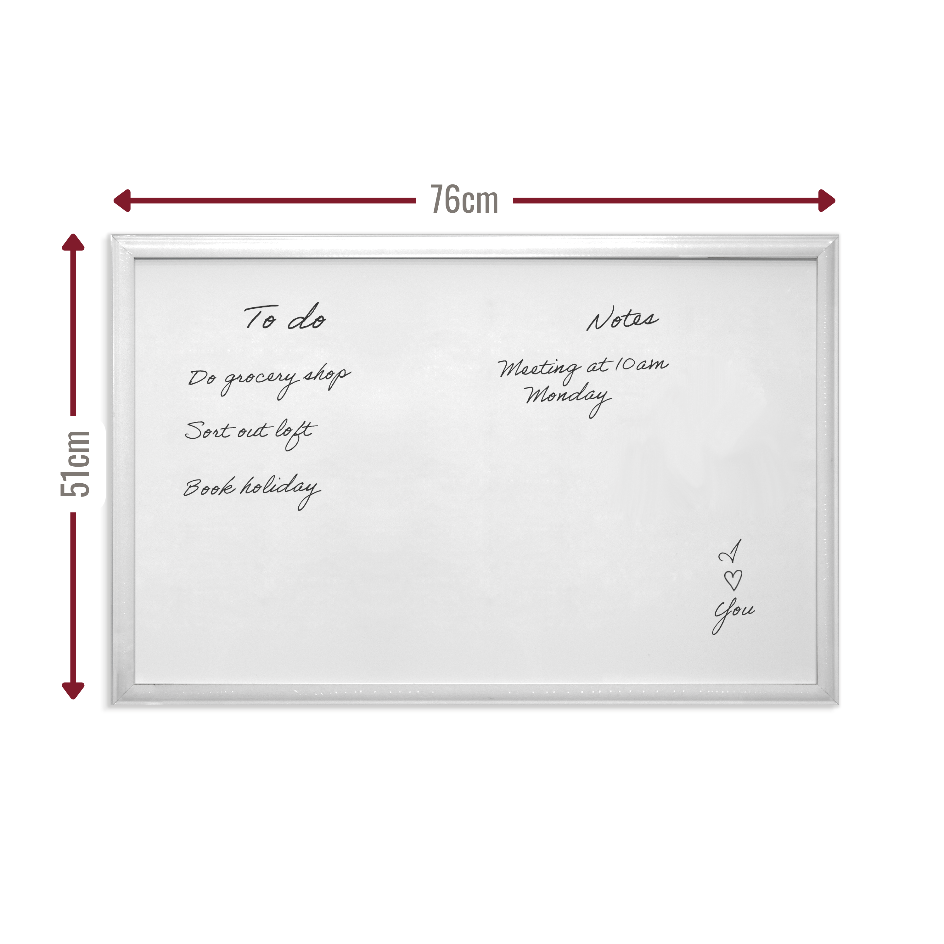 Contemporary White MDF Frame Magnetic Dry Erase Board - 51 x 76 cm