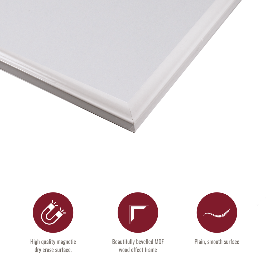 Contemporary White MDF Frame Magnetic Dry Erase Board - 51 x 76 cm