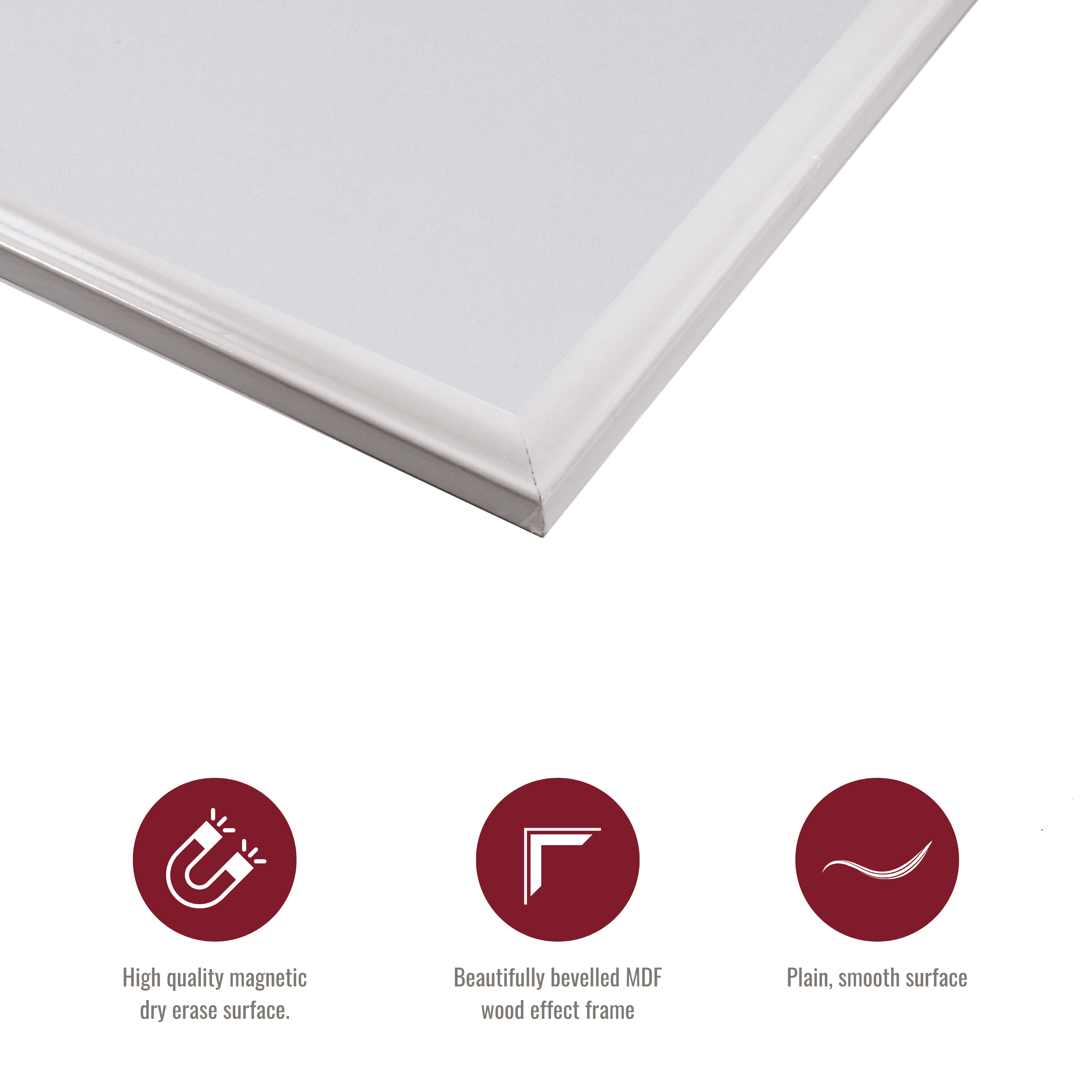 Contemporary White MDF Frame Magnetic Dry Erase Board - 51 x 76 cm