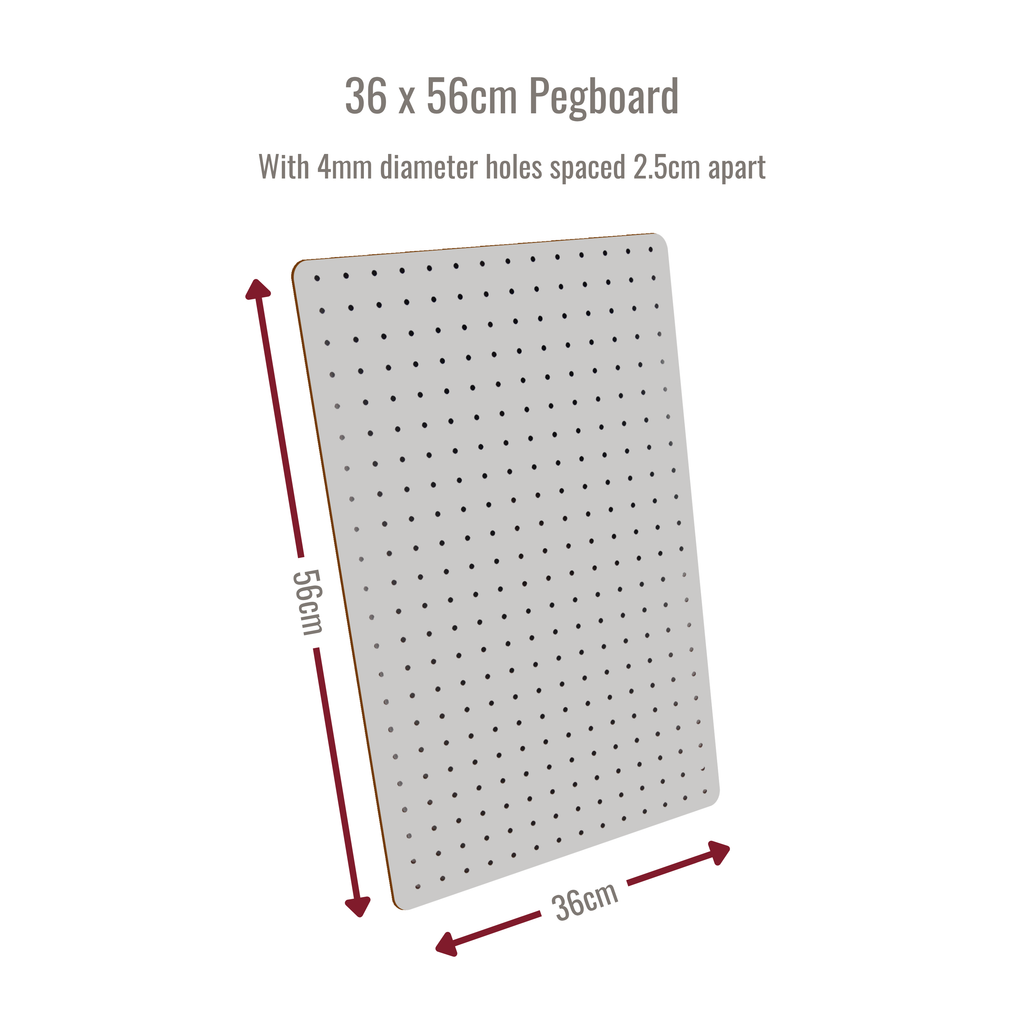 Peg Board with 12 Hooks - White - 56x36cm