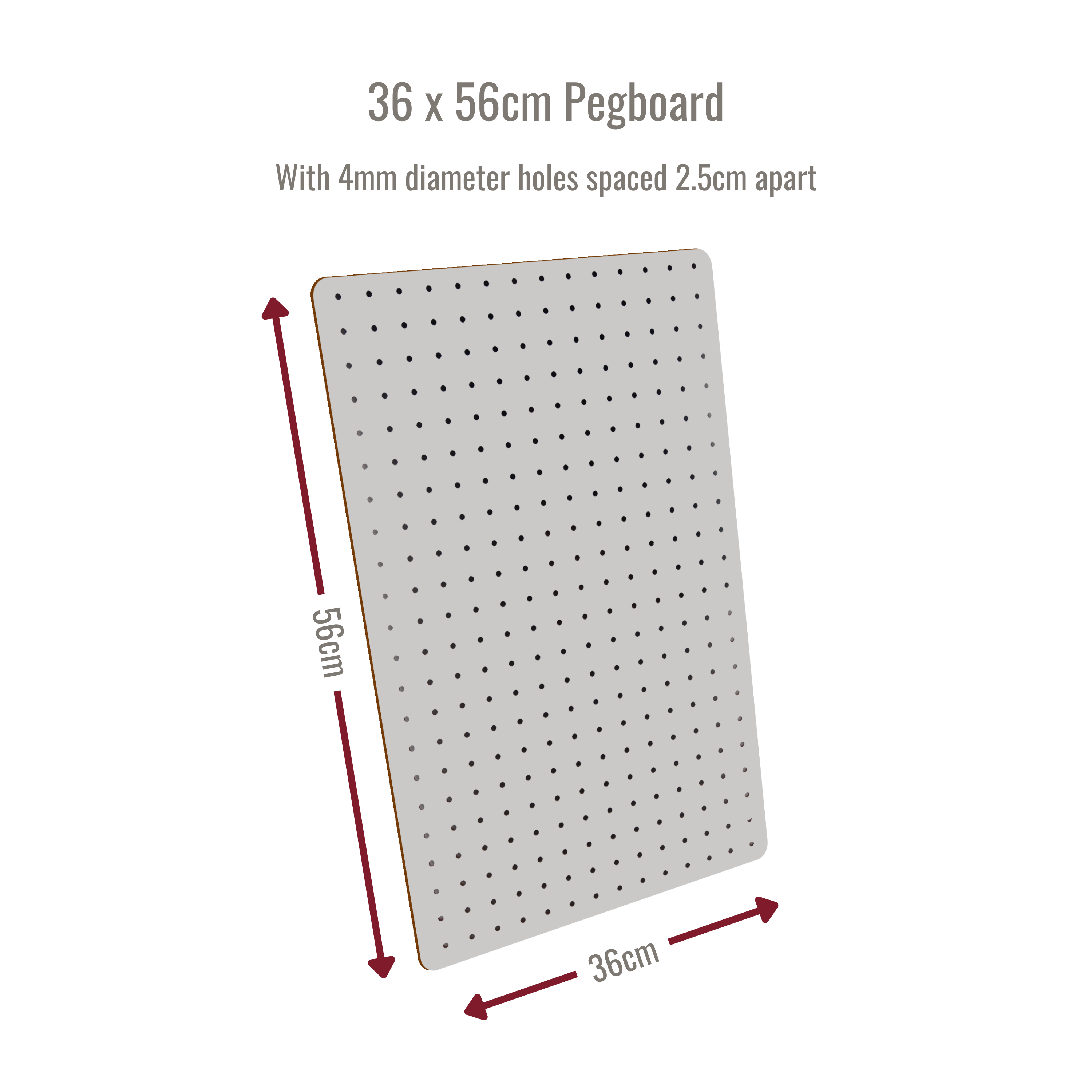 Peg Board with 12 Hooks - White - 56x36cm