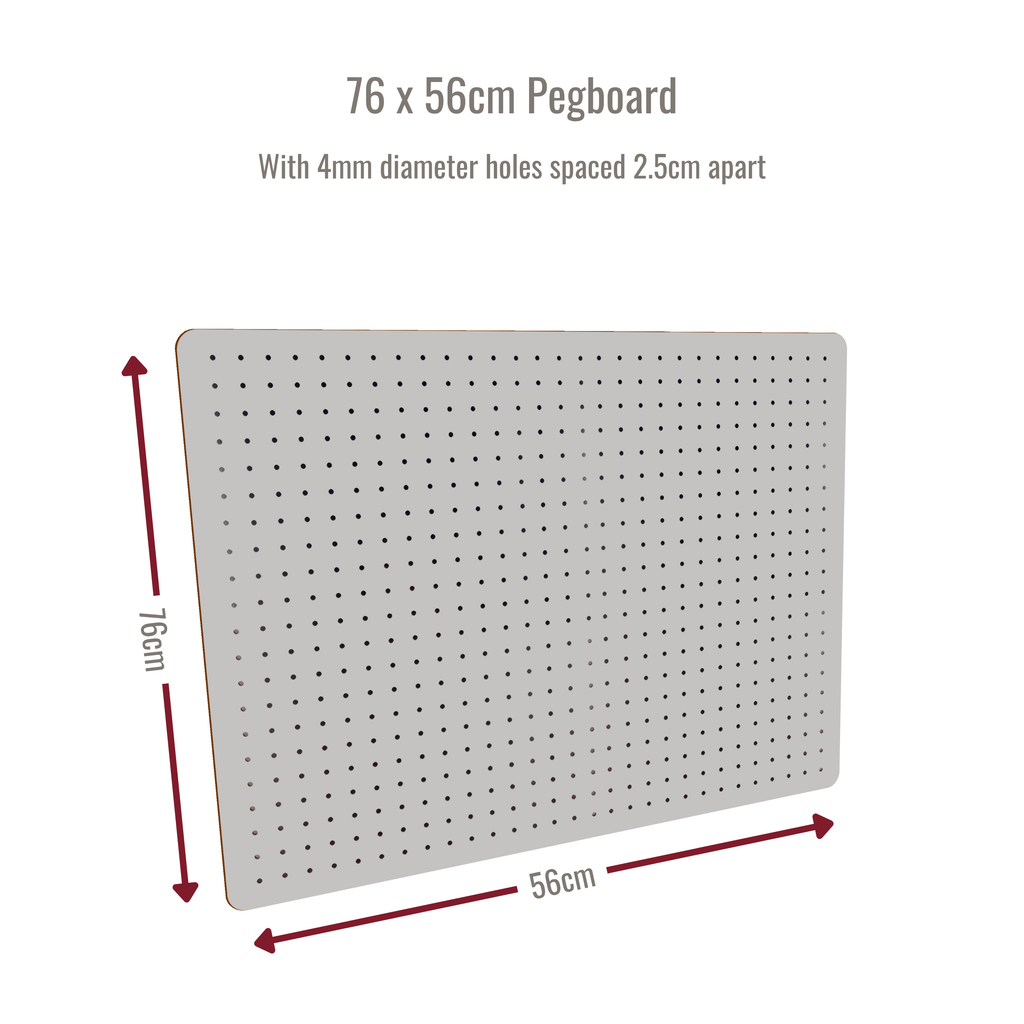 Peg Board with 12 Hooks - White - 76x56cm