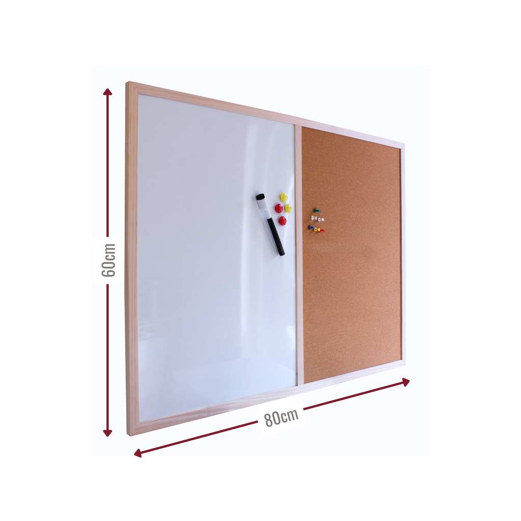 Dry Erase & Cork Combination Noticeboard - 60x80cm