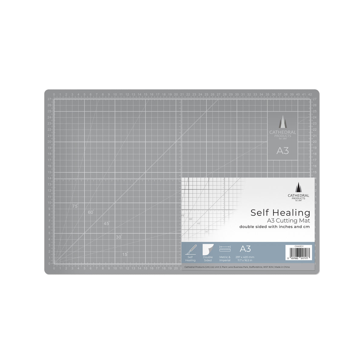 A3 Grey Double-Sided Self-Healing Cutting Mat (420 × 300 mm)