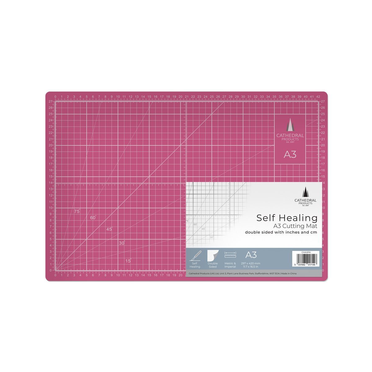 A3 Grey Double-Sided Self-Healing Cutting Mat (420 × 300 mm)